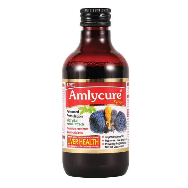 AIMIL Amlycure Syrup - 200ml | Ayurvedic Syrup for Liver Health, Improves Digestion & Better Appetite | Natural Liver Herbal Tonic | Ideal for Children