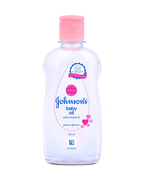 Johnson's Baby Oil with Vitamin E, Non-Sticky for easy spread and massage 50 ML (Pack of 3)