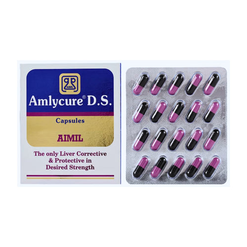 AIMIL Amlycure D.S. Capsule for Total Liver Support | Cleanse and Detox | Protects Cells & Enzymes (Pack of 1) (20 Capsules)
